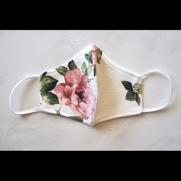 Hand Crafted Other - Handmade White Rose Floral Face Mask
